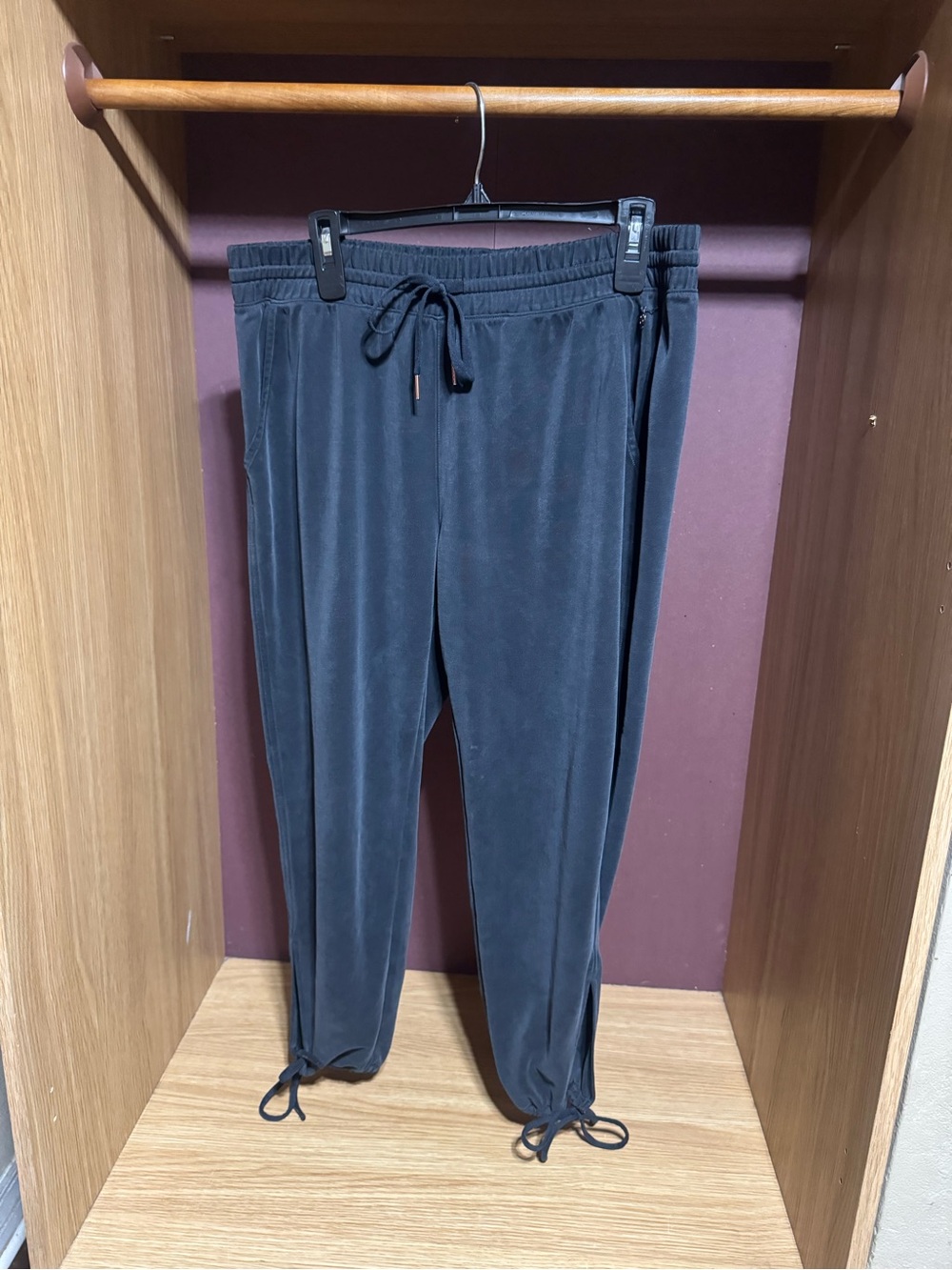 CALIA by Carrie Underwood Black Modal Tie Cuff Jogger Pants L